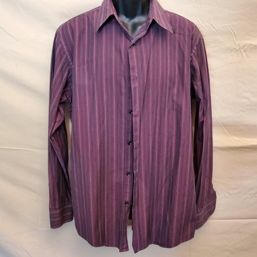 Material Maroon Stripe Long Sleeve Shirt Large 100% cotton Gently worn